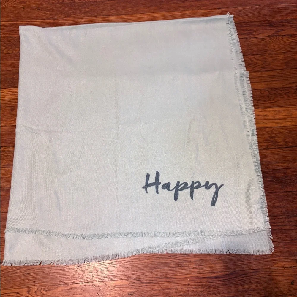 Collection Eighteen Women’s Light Blue “Happy” Scarf with fringed edge